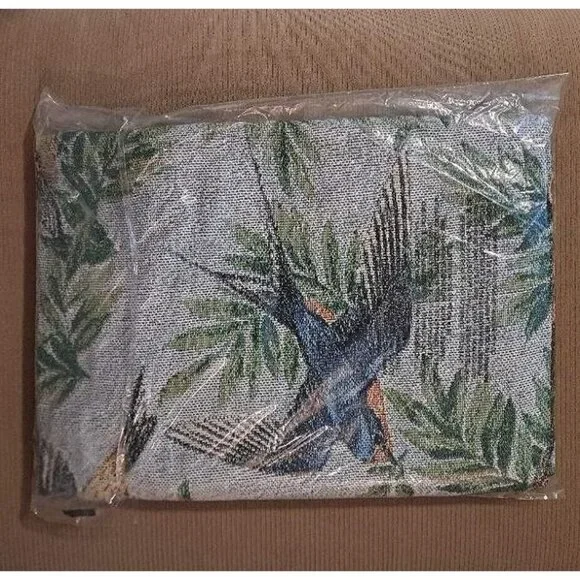 New Songbirds Heavy Afghan Woven Cotton Throw Blanket Gift Birds Bird Watcher - Picture 4 of 4